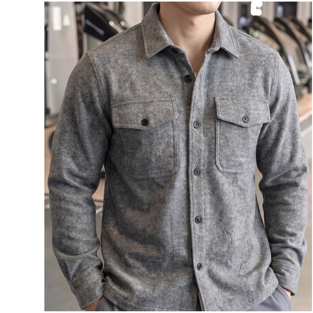 Banana Republic Shirt Jacket Gray Wool Blend Size L Button Front Shacket